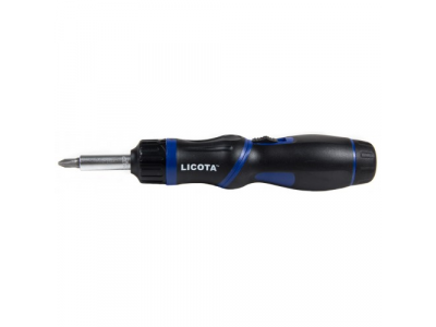 Отвертка трещоточная с поворотной ручкой и сменными вставками 1/4", 8 пр. от LICOTA Отвертка трещоточная с поворотной ручкой и сменными вставками 1/4", 8 пр.